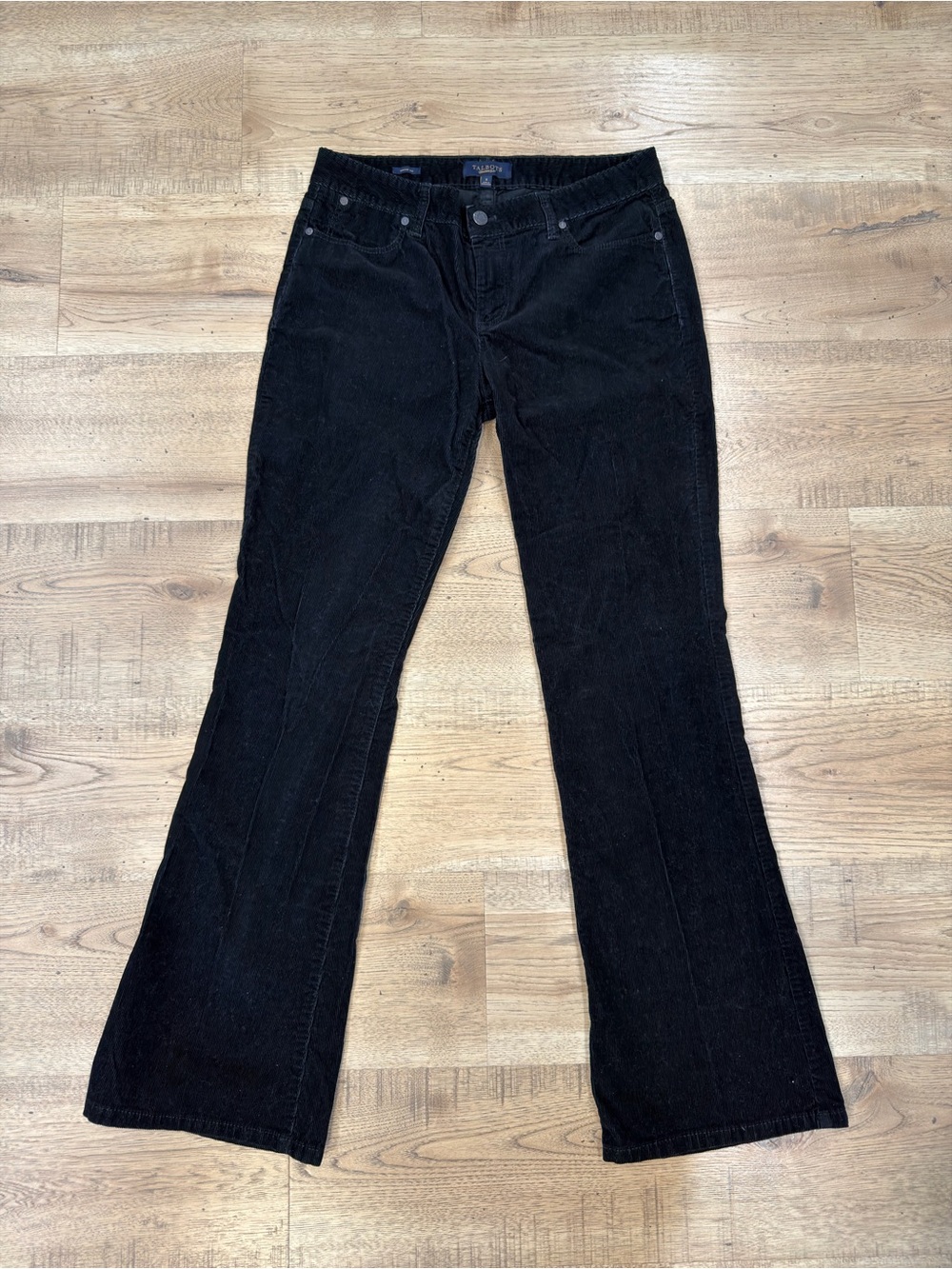 Talbots Signature Boot Corduroy Pants Womens Size 8 Black Bootcut Stretch